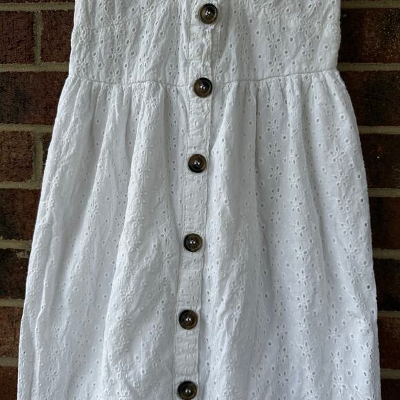 Sm Japna White Eyelet Cotton Midi Sundress Cottagecore Boho Coastal Cowgirl LWD - Picture 3 of 7
